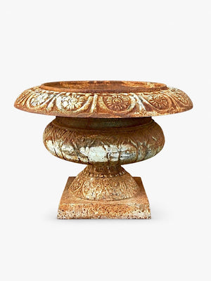 Patinated Cast Iron Urn Planter Coastal Rustic Farmhouse, c.1950’s