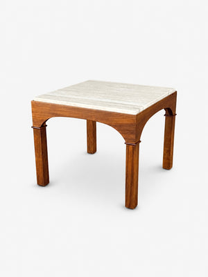 Mid-Century Modern Travertine Stone Side Table by John Keal for Brown Saltman, c.1960’s