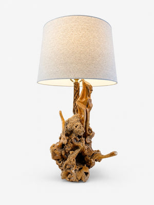 Vintage Farmhouse Live Edge Burl Wood Table Lamp, c.1960’s