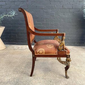 Antique Empire Neoclassical Wing Chair