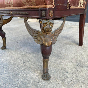 Antique Empire Neoclassical Wing Chair