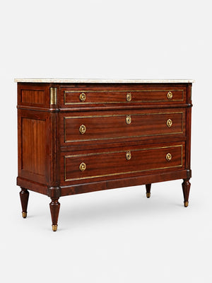 French Louis XVI Style Mahogany & Marble Commode Dresser, c.1950’s
