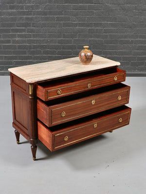 French Louis XVI Style Mahogany & Marble Commode Dresser, c.1950’s