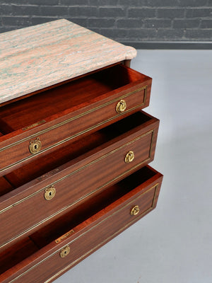 French Louis XVI Style Mahogany & Marble Commode Dresser, c.1950’s