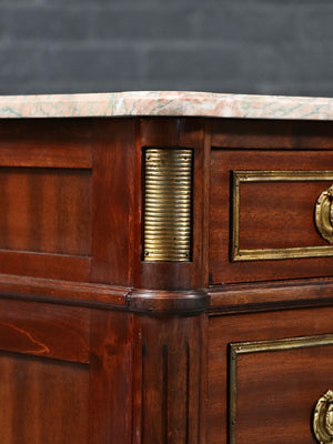 French Louis XVI Style Mahogany & Marble Commode Dresser, c.1950’s