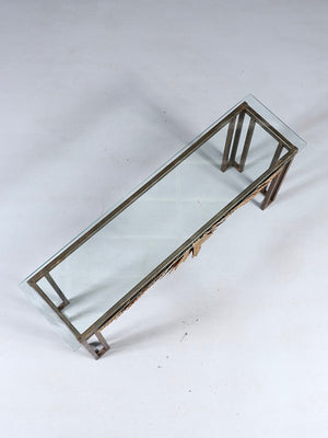 French Neoclassical Style Gilt Leaf & Glass Console Table