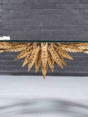 French Neoclassical Style Gilt Leaf & Glass Console Table