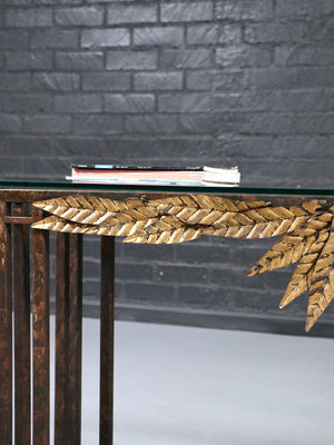 French Neoclassical Style Gilt Leaf & Glass Console Table