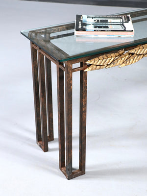 French Neoclassical Style Gilt Leaf & Glass Console Table