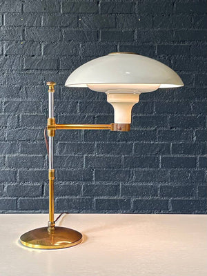 Mid-Century Adjustable Brass Saucer Style Desk Lamp by Dazor, c.1950’s