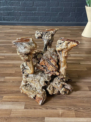 Mid-Century Modern Burl Root Side & Glass Side Table, c.1960’s