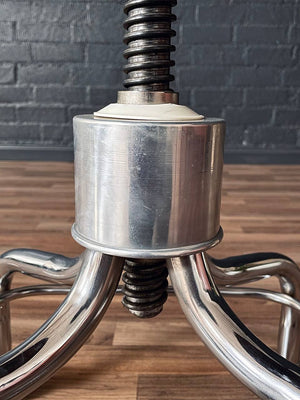 Mid-Century Industrial Chrome Adjustable Drafting Green Stool by Pedigo, c.1960’s
