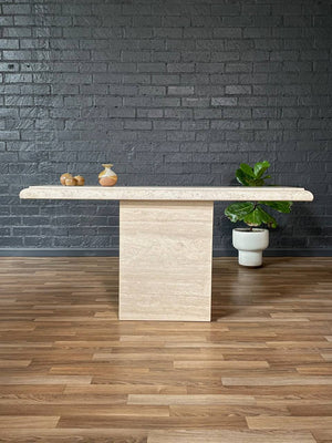 Vintage Post Modern Travertine Stone Console Table, c.1970’s