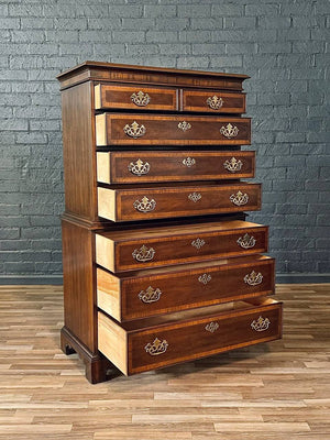 Vintage Colonial Revival Style Mahogany Highboy Dresser by Drexel, c.1950’s