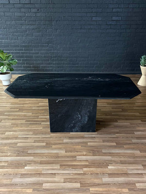 Italian Vintage Post Modern Black Marble Dining Table, c.1970’s
