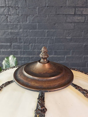 Antique Art Nouveau Slag Glass Table Lamp, c.1930’s