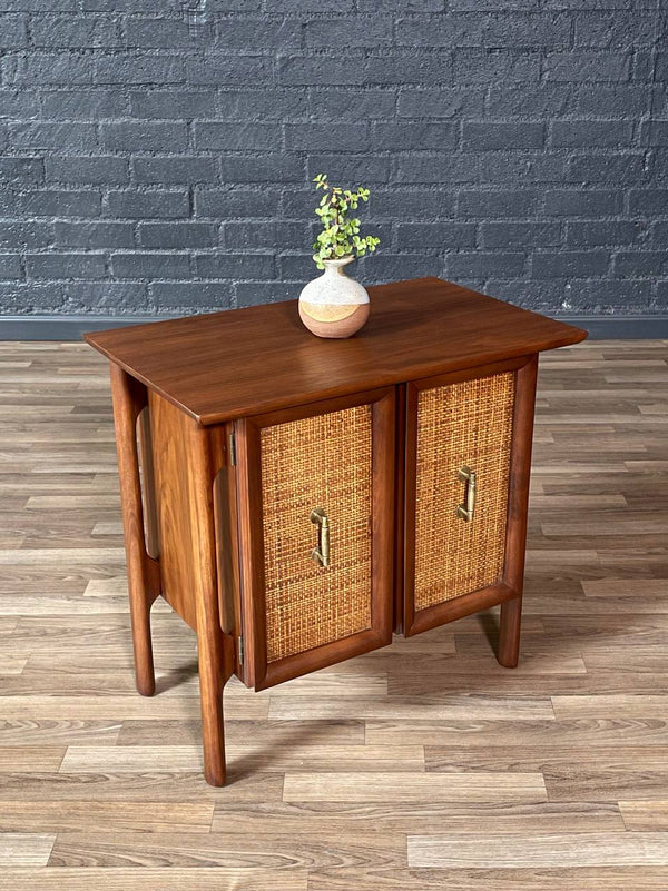 Pair of Mid-Century Modern Walnut Night Stands w/ Cane Doors, c.1960’s