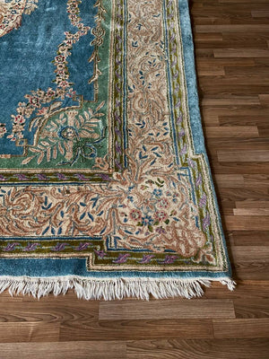 Large Vintage Hand Woven Blue Wool Persian Rug, c.1970’s