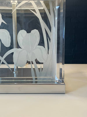 Vintage Etched Glass & Lucite Table Lamp by Fredrick Ramond, c.1980’s