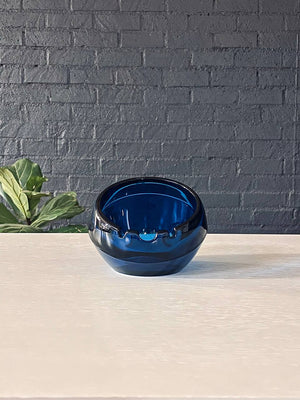 Mid-Century Blue Glass Orb Ash Tray by Viking Art Glass, c.1960’s