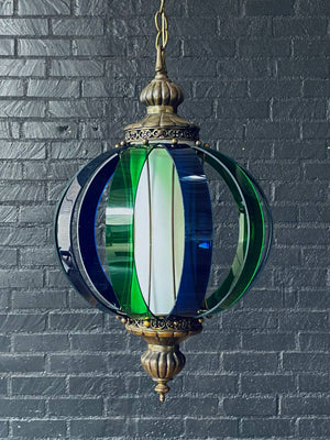 Vintage Blue & Green Lucite Pendant Chandelier by Fredrick Ramond, c.1960’s