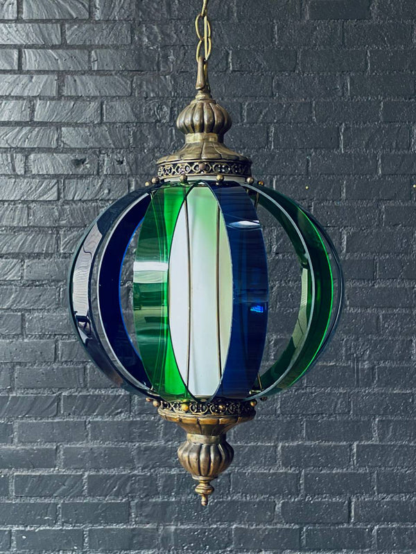 Vintage Blue & Green Lucite Pendant Chandelier by Fredrick Ramond, c.1960’s
