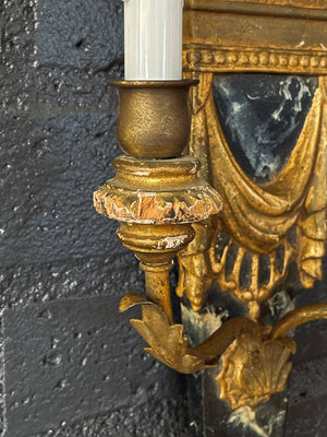 Pair of Italian Neoclassical Egyptian Revival Giltwood Sphinx Wall Sconces, c.1950’s