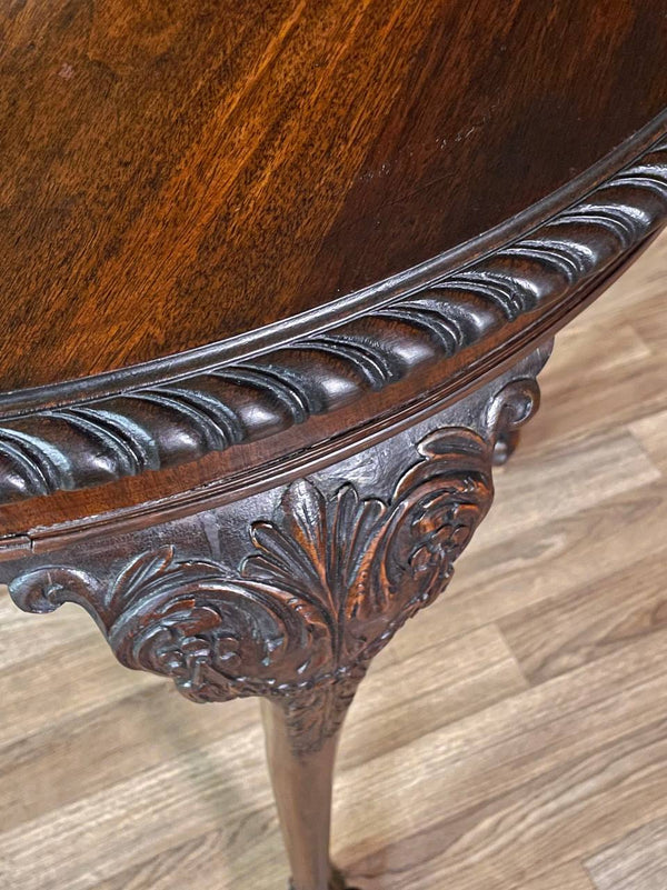 English Chippendale Style Mahogany Round Side Table w/ Ball & Claw Feet, c.1920’s