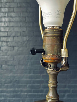 Vintage Purple Bubble Glass & Brass Table Lamp, c.1960’s