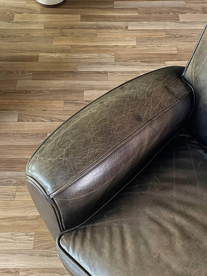 Pair of Art Deco Style Dark Olive Green Leather Chairs