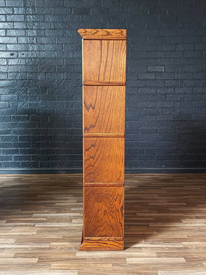 Vintage Barristers Oak Bookcase w/ Glass Sliding Doors