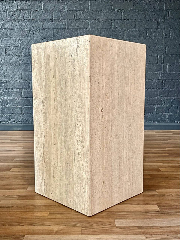Vintage Post Modern Travertine Stone Pedestal Table, c.1970’s