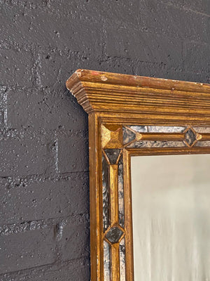 Antique Spanish Colonial Gilded Mirror w/ Distressed Glass, c.1950’s