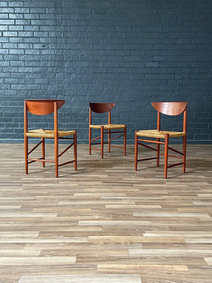 Set of 4 Peter Hvidt & Orla Mølgaard-Nielsen Teak & Rush Chord Dining Chairs, c.1950’s