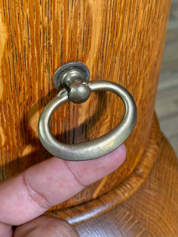 French Art Nouveau Style Tiger Oak Dressing Desk w/ Sculpted Cabriole Legs & Heart Mirror, c.1920’s