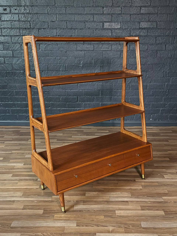 Mid-Century Modern 4-Tier Sculpted Walnut Bookshelf, c.1960’s