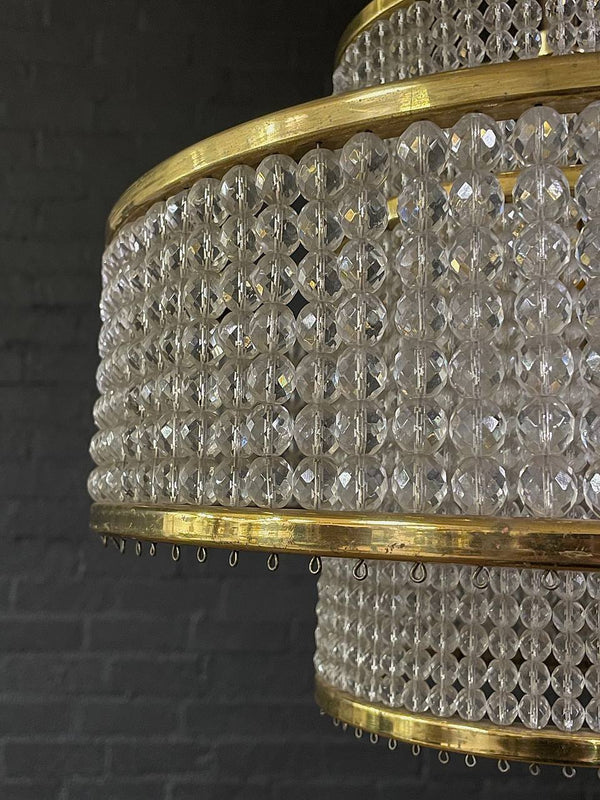 Mid-Century Modern Crystal & Brass Tier Chandelier, c.1960’s