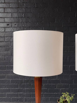 Pair of Mid-Century Modern Tapered Ceramic & Walnut Table Lamps, c.1960’s