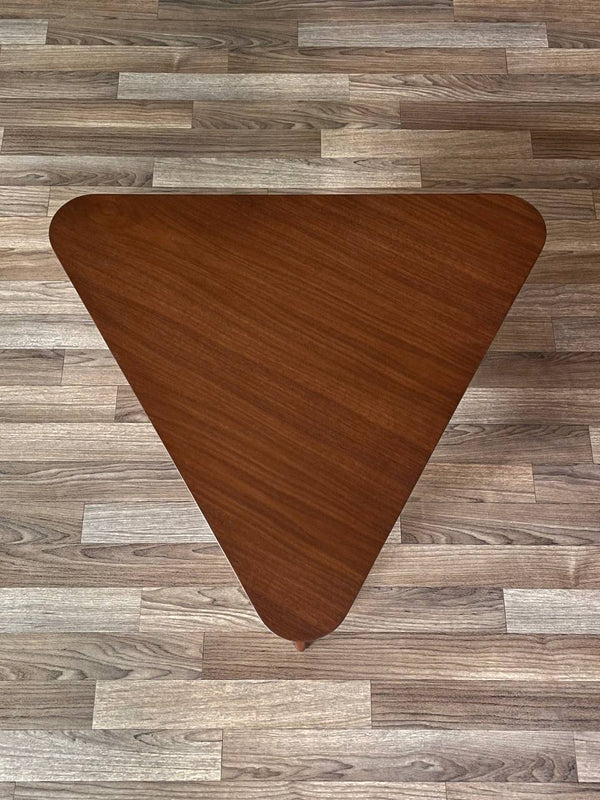 Mid-Century Modern Triangular Two-Tier Side Table w/ Bookshelf, c.1950’s