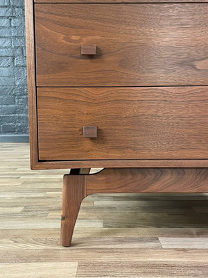 Mid-Century Modern Sculpted Walnut Highboy Dresser by Barzilay