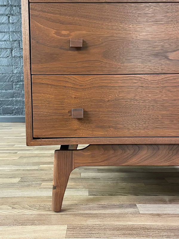 Mid-Century Modern Sculpted Walnut Highboy Dresser by LA Period, c.1960’s