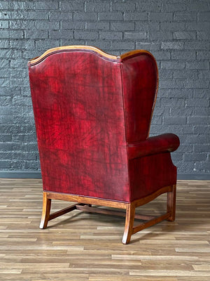Vintage English Chesterfield Style Tufted Oxblood Wingback Chair, c.1960’s
