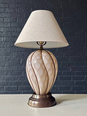Mid-Century Modern Italian Murano Glass & Brass Table Lamp by Marbro, c.1960’s