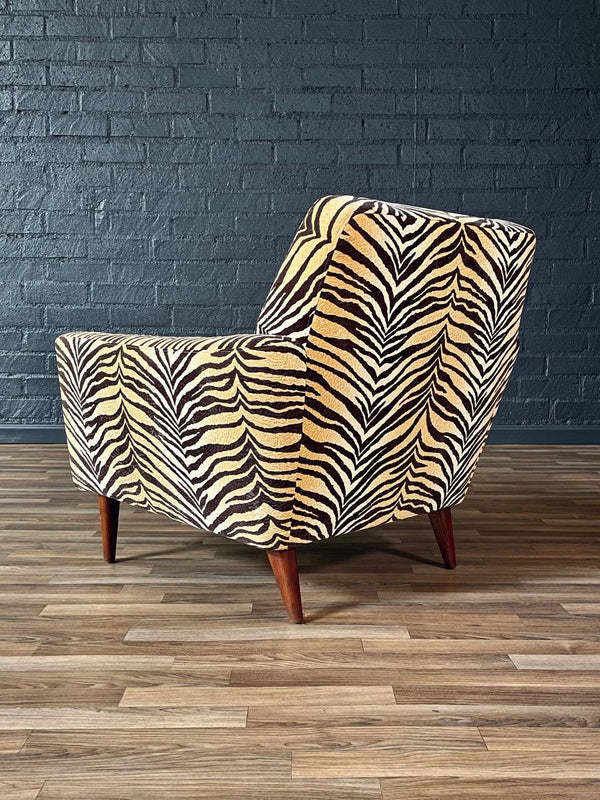 Mid-Century Modern Lounge Chair w/ Zebra Print Upholstery & Tapered Legs, c.1960’s