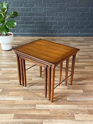 Set of Mid-Century Modern “Sophisticate” Nesting Tables w/ Brass Accents, c.1960’s
