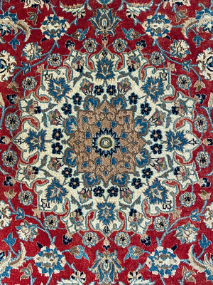Vintage Hand-Knotted Persian Kashan Rug w/ Floral Medallion Design c.1960’s