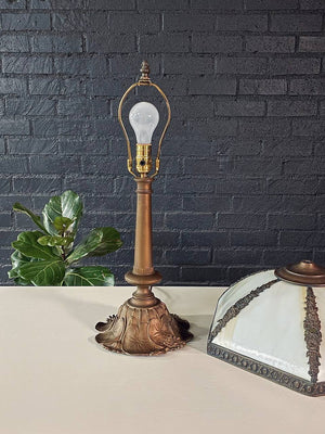 Antique Art Nouveau Slag Glass Table Lamp, c.1930’s