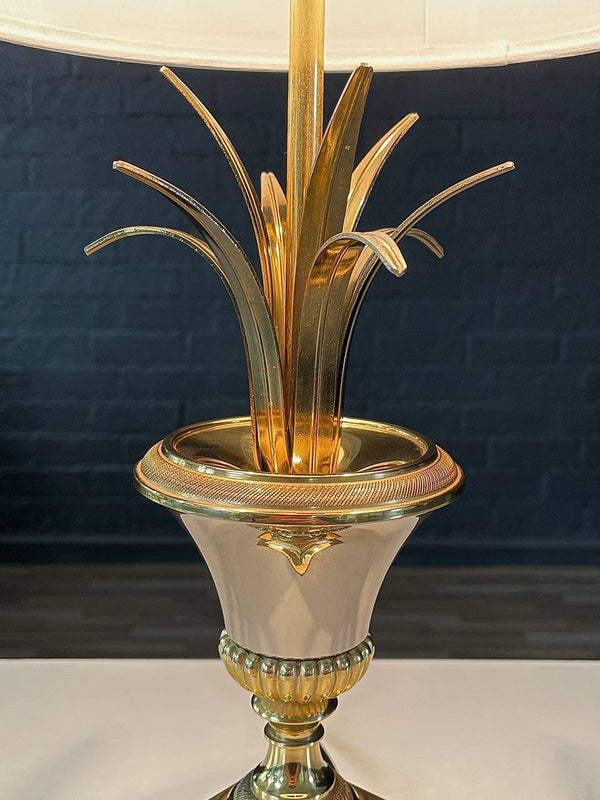 Vintage Hollywood Regency Brass Palm Leaves Table Lamp, c.1970’s