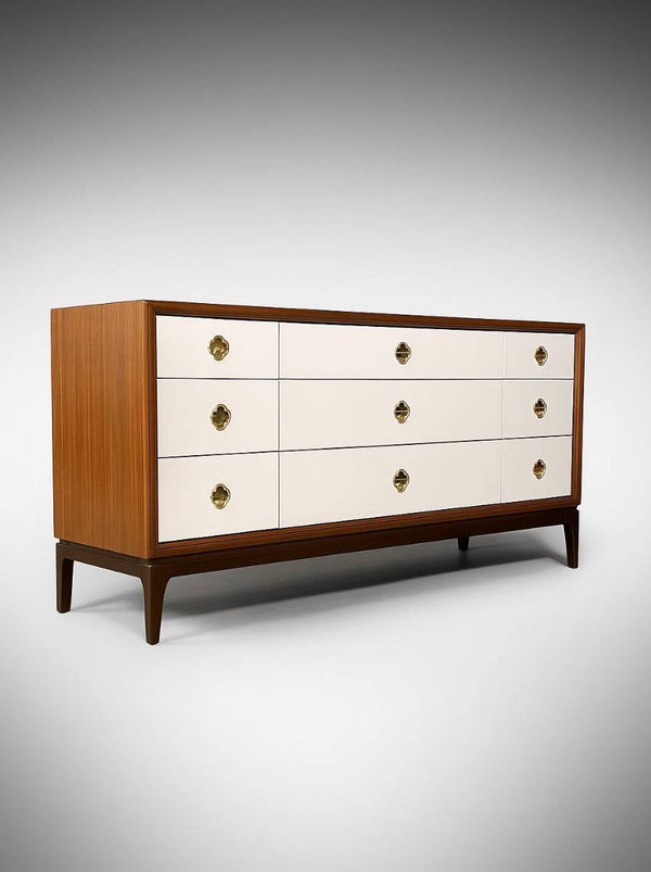 Mid-Century Modern “Panorama” Two-Tone Lacquered & Walnut Dresser by Kent Coffey, c.1960’s