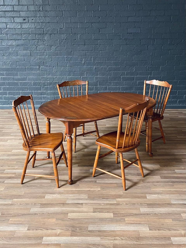 Set of American Colonial Style Dining Set w/ Stenciled Windsor Chairs, c.1970’s